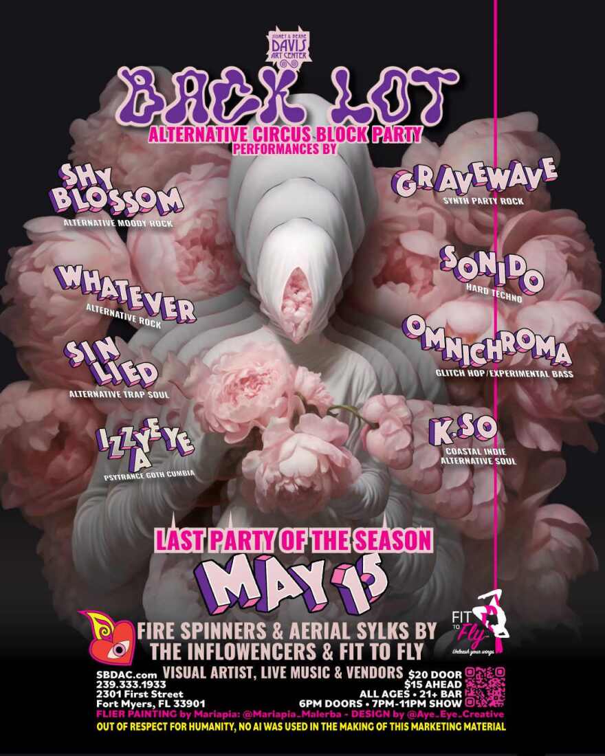 Davis Art Center Promotional Poster for 'Back Lot Rave, Rap & Rock Circus'