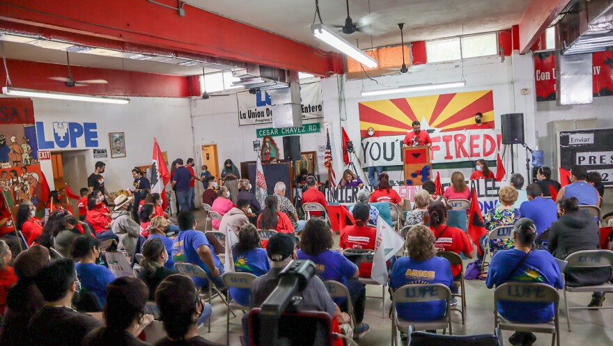 La Union Del Pueblo Entero held a community town hall on Wednesday morning in response to Governor Greg Abbott and former President Donald Trump’s visit.