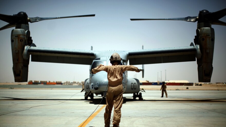 <p>A U.S. Marine Osprey at Camp Leatherneck in southern Afghanistan. The aircraft suffered multiple problems when it was being developed, but is now getting praise from those flying it.</p>