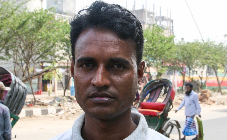 Mohammad Kiron Mia, 36, has worked abroad twice in Oman, as a tailor and then a gardener. He says he can earn twice as much there as in Bangladesh and that these jobs are a chance "to make a better life for my family and my children."