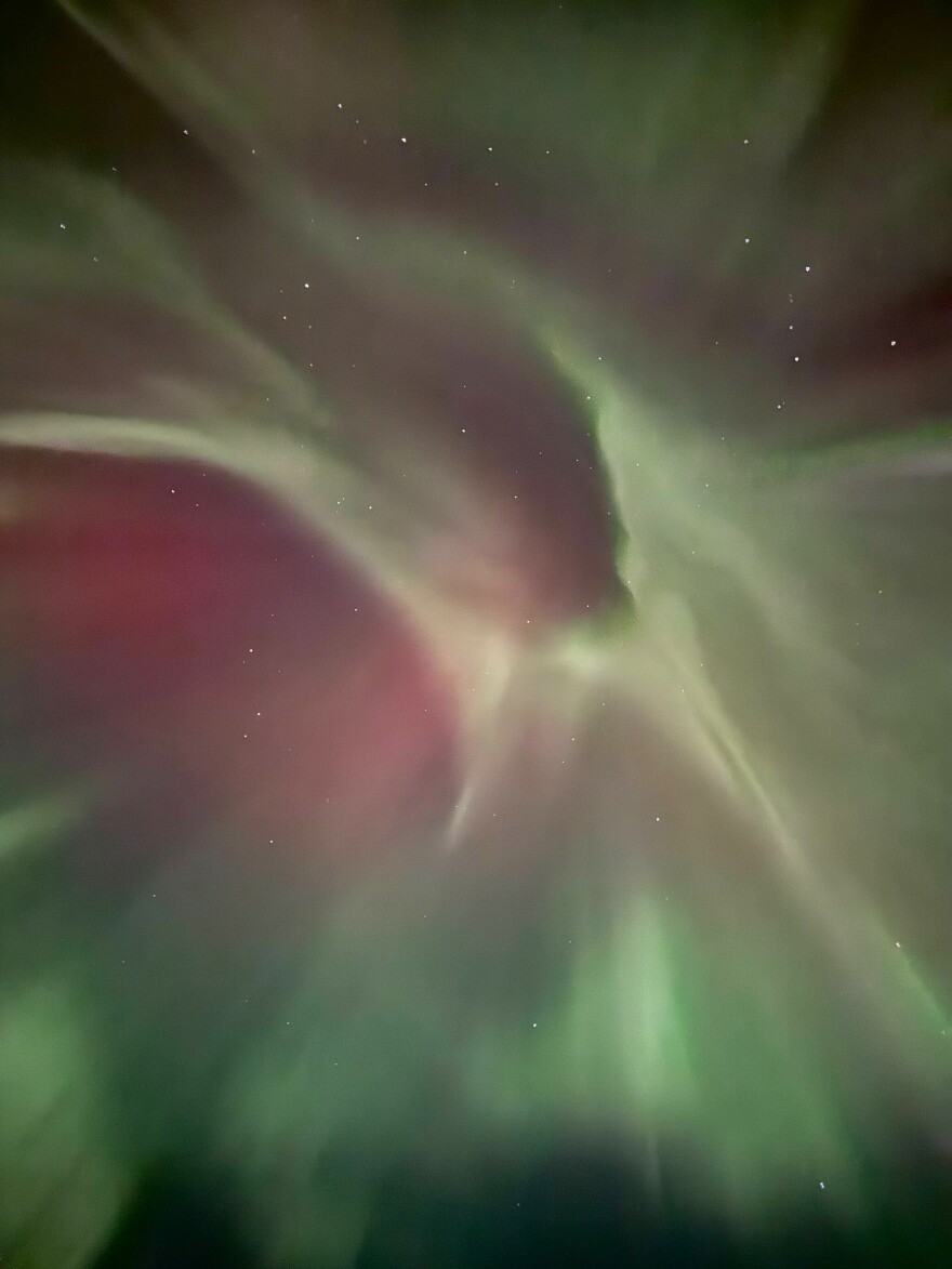 The northern lights fill the skies above Soldotna on Tuesday, Nov. 11, 2025.