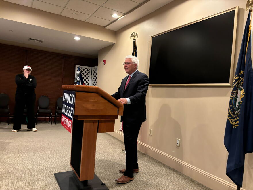 Former State Senate President Chuck Morse concedes the 2024 Republican gubernatorial primary to former U.S. Sen. Kelly Ayotte on Tuesday, September 10 at the Atkinson Country Club in Atkinson, N.H.