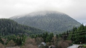The top of Deer Mountain is hidden in clouds Friday morning. (Photo by Leila Kheiry)