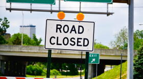 A sign at the head of a highway construction site near South Bend.