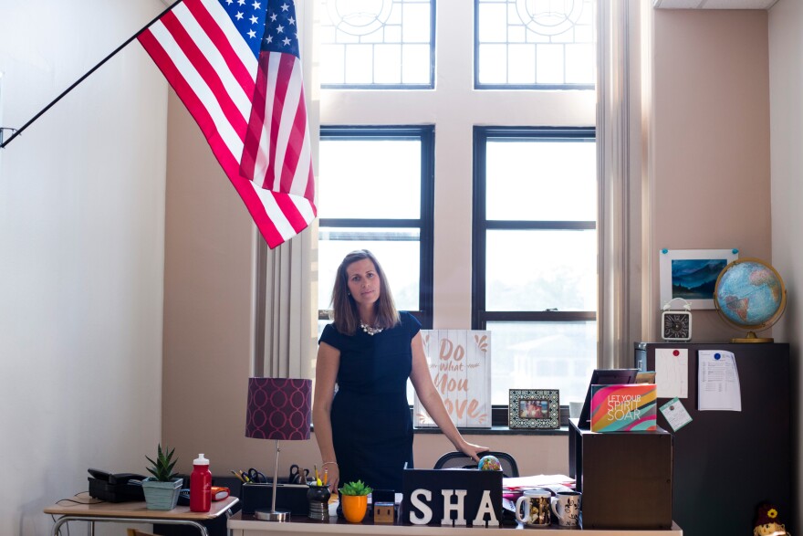 Grace Howard-Donlin, principal of the Springfield Honors Academy, in her office in Springfield, Massachusetts.