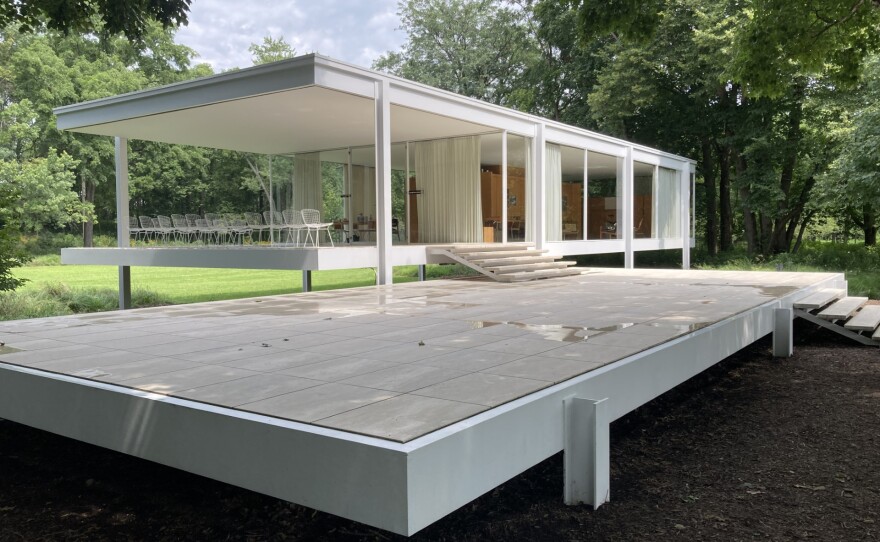 The Edith Farnsworth House built in 1951 by architect Ludwig Mies van der Rohe