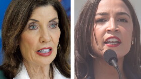 Gov. Kathy Hochul, left, and U.S. Rep. Alexandria Ocasio-Cortez.