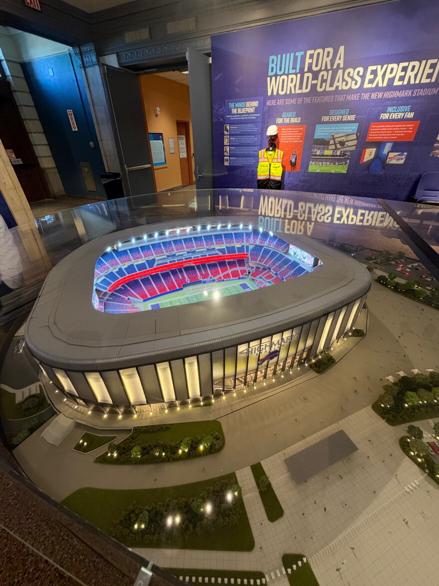 New Highmark Stadium replica at the Buffalo Museum of Science sports exhibit