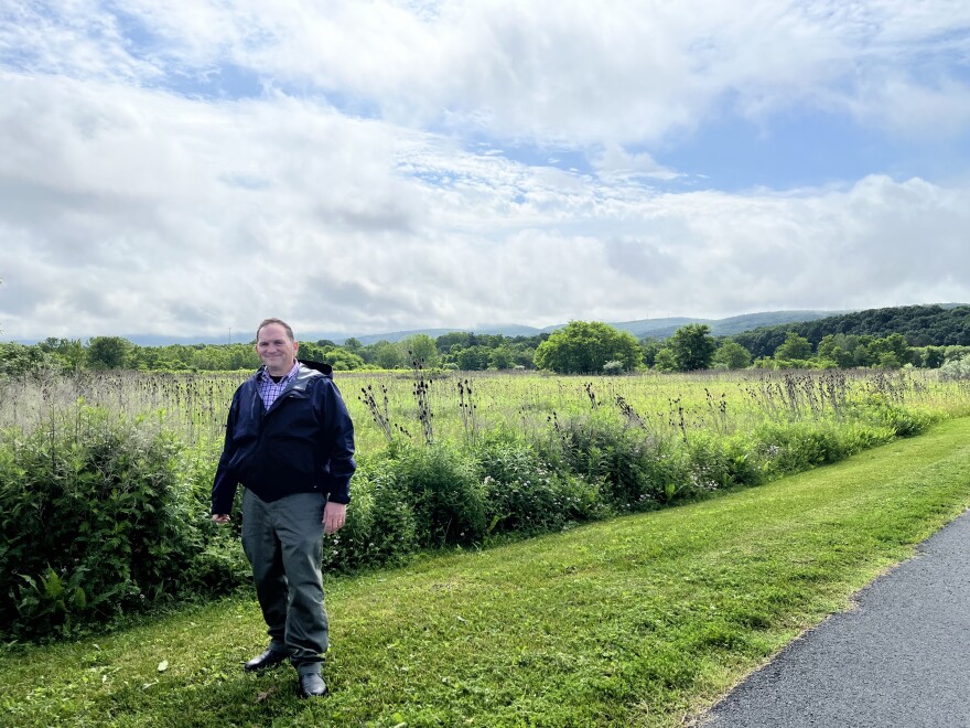 Terence Ostrowski, president & CEO of Earth Conservancy, stands near the site of a future recreational area in Hanover Twp. for the lower south valley in Luzerne County.
