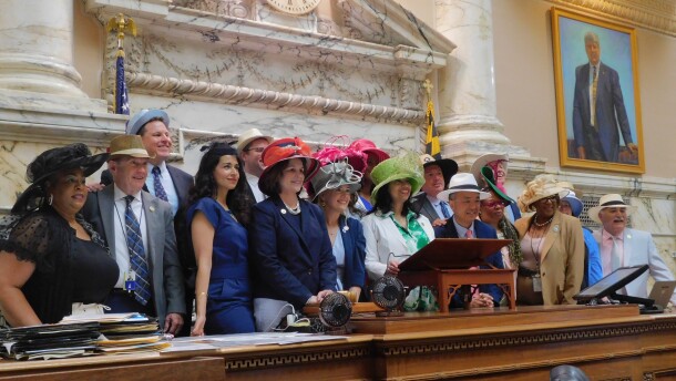 Maryland lawmakers dress up for Sine Die, the last day of the legislative session, on Monday in the House chamber in Annapolis, Md.