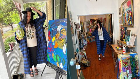 Artist Addie Wuensch at here downtown Wilmington residence.