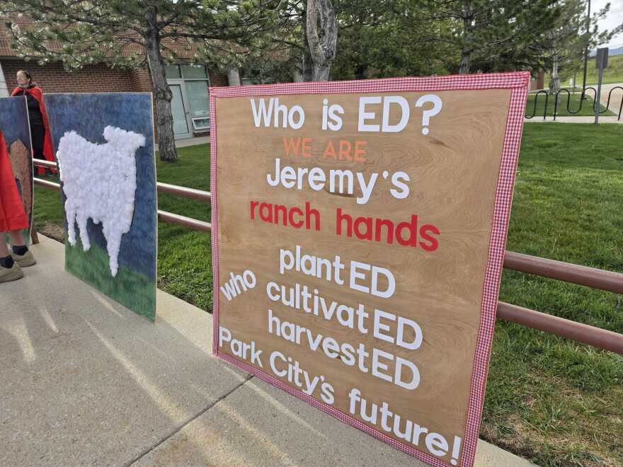 A sign at Jeremy Ranch Elementary during the 2026 Running with Ed fundraiser.