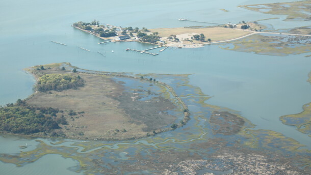 Front Cove in Poquoson as high tide approaches on Sept. 30, 2026, as seen during an aerial survey with Southwings.