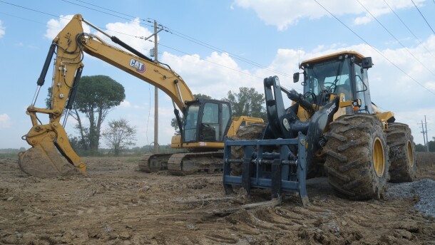 Heavy construction equipment at the Meta data center site in Holly Ridge, Louisiana, on October 16, 2025.