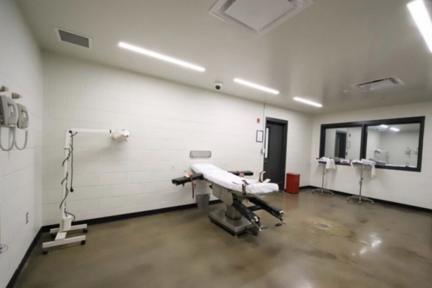 Inside the death chamber at the Indiana State Prison in Michigan City.