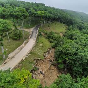 Water damage from flash flooding Monday, June 29, on M-119 near Lamkin Road.