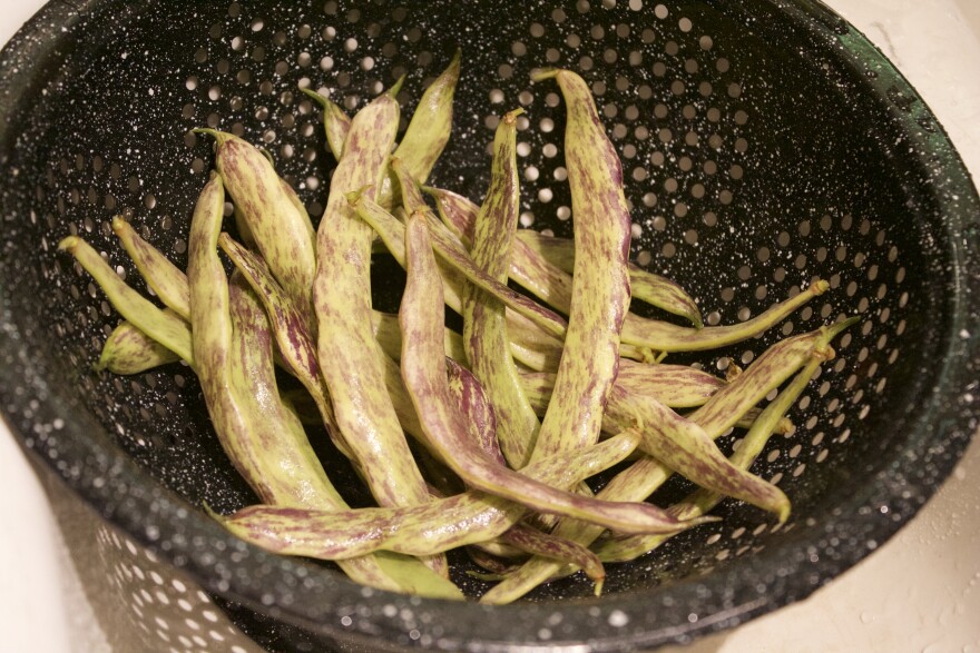Beans in collander.