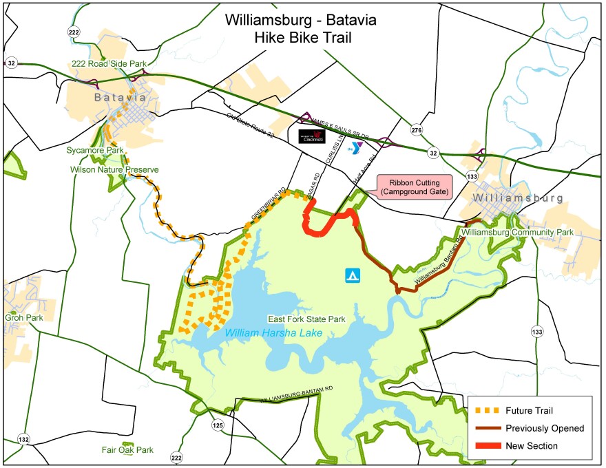 New Bike Trail For Clermont County Wvxu East Fork State Park Map