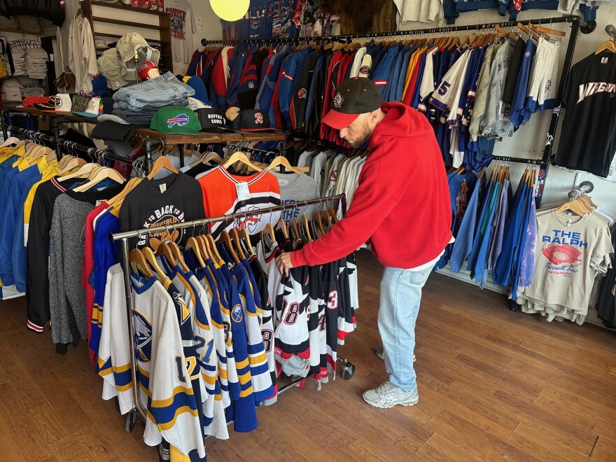 Shop owner Vincent Spano inside his My Cuzin Vintage/Buffalo Closet store.