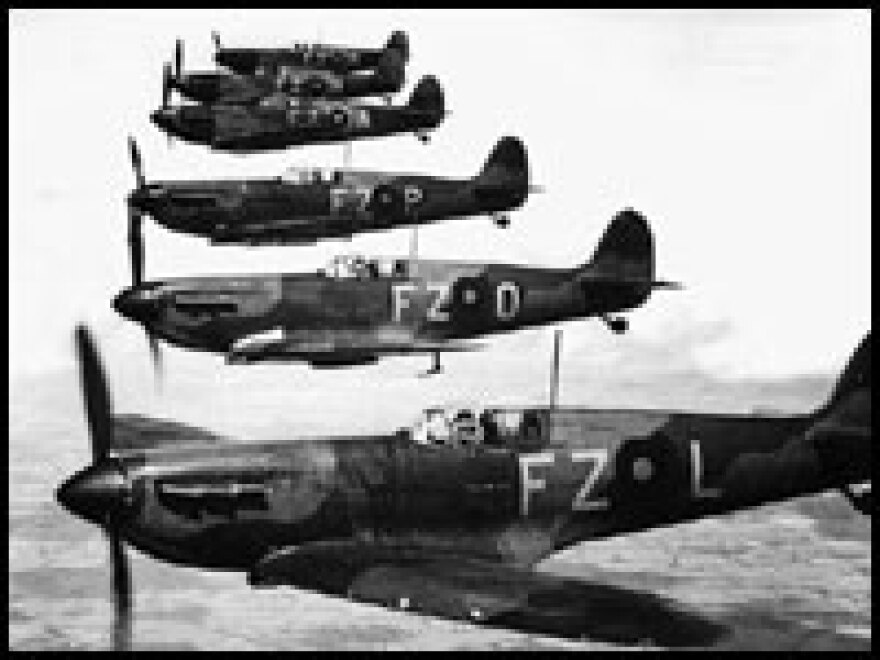 Spitfires flying in formation.