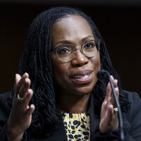 Ketanji Brown Jackson testifies before a Senate Judiciary Committee hearing on pending judicial nominations on April 28, 2021.