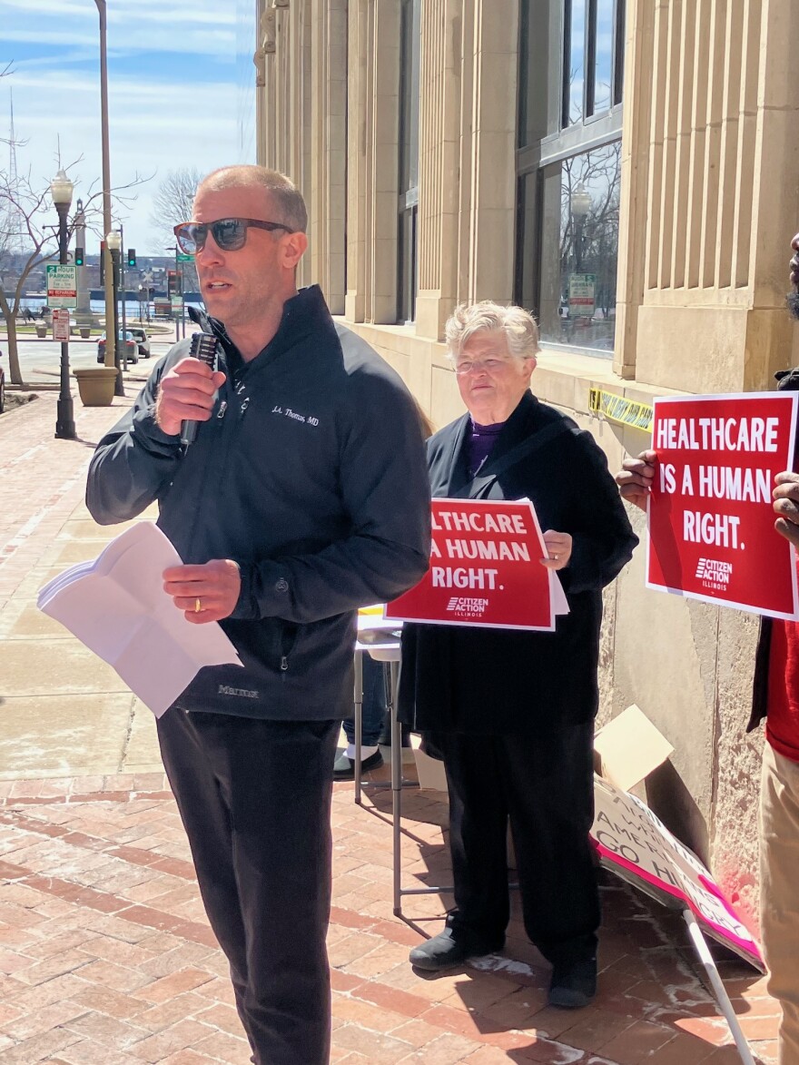 Dr. Jake Thomas, an area anesthesiologist, speaks about the impact of federal subsidy changes on Monday, March 23, 2026.