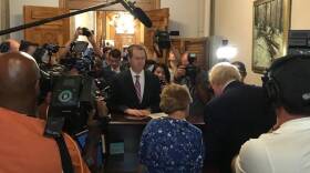Secretary of State Connie Lawson accepts the official withdrawal of Gov. Mike Pence Friday morning, July 15, 2016.