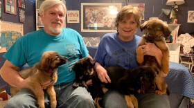 Mike and Brenda with puppies