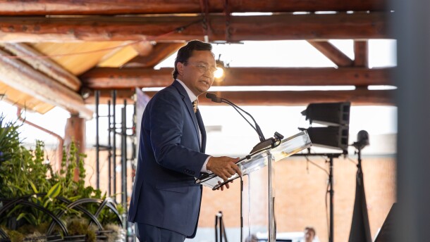 Chuck Hoskin Jr. speaks at Cherokee Nation Holiday in Tahlequah.