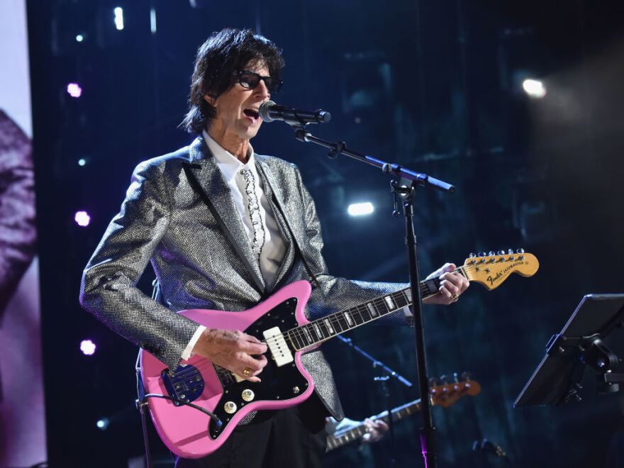Ric Ocasek of The Cars, performing at the group's induction ceremony into the Rock & Roll Hall of Fame in 2018. Ocasek died Sunday. [Kevin Mazur / Getty Images For the Rock & Roll Hall of Fame]