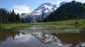 Aurora Lake in Klapatche Park on the west side of Mount Rainier, known as Mount Tahoma to Indigenous peoples, is seen in an undated handout photo.
