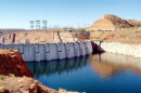 This view of Glen Canyon Dam on July 7, 2011, shows the effects of drought at Lake Powell, which is fed by the Colorado River.