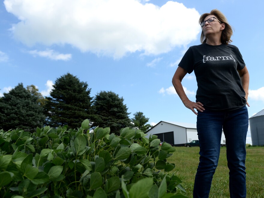 Former Iowa state Sen. Rita Hart has ended her challenge in a U.S. House race she lost to Republican Rep. Mariannette Miller-Meeks by six votes. Above, Hart appears at her farm in Wheatland, Iowa, on Aug. 13, 2019.