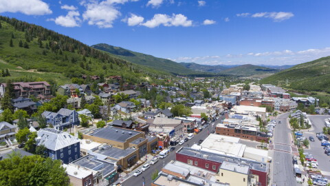 Old Town Park City is seen from above.