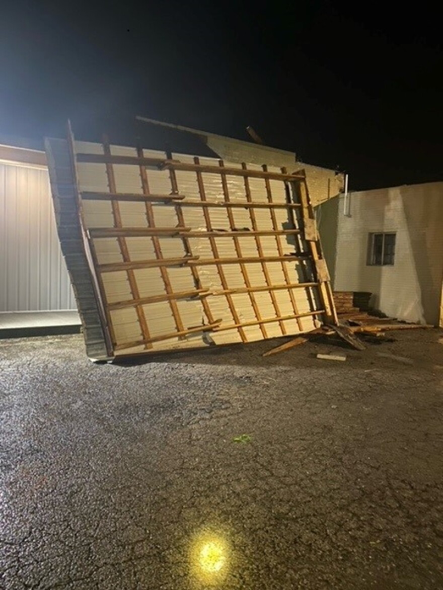 In Harrodsburg, high winds late Sunday evening tore part of the roof off this business.