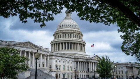 The Capitol is seen under dark skies in Washington, Tuesday, July 15, 2025.