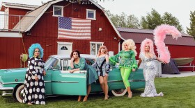 Drag queens pose in front of a barn in Daniel at the annual Not Your Mamma's Backyard Drag Show