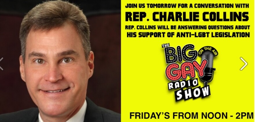 KABF "Big Gay Radio Show" poster with Charlie Collins