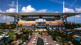 An aerial view from the gondola of the Miami Open tennis tournament at Hard Rock Stadium in Miami Gardens, Florida, on Wednesday, March 23, 2022. Read more at: https://www.miamiherald.com/news/local/community/miami-dade/article268780742.html#storylink=cpy