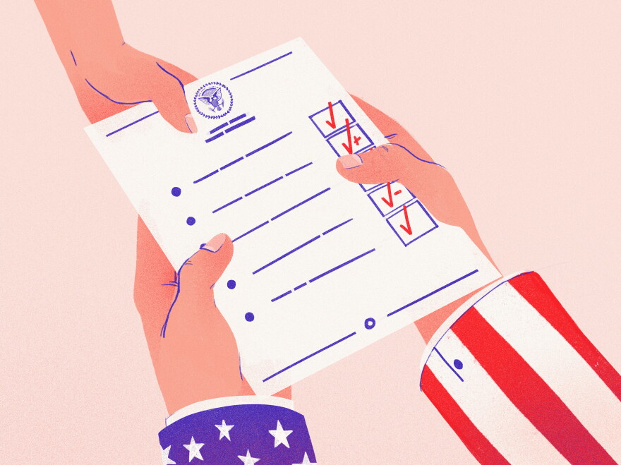 illustration of report card with checkmarks