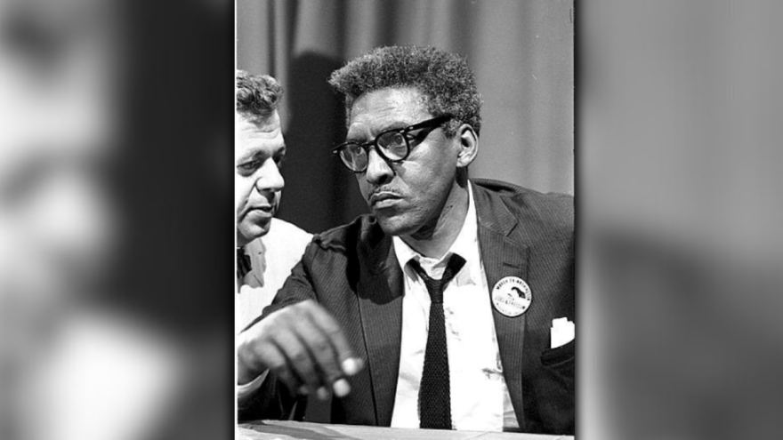 Civil rights activist Bayard Rustin during a press conference after the March on Washington, which he helped organize. (Photo from the Library of Congress)