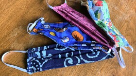 Homemade fabric face masks.