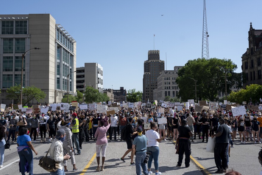 Protesters marched on Monday against the killing of George Floyd.