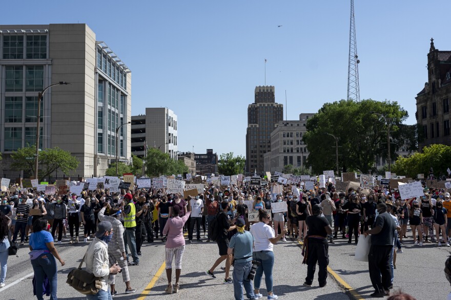 Protesters marched on Monday against the killing of George Floyd. 