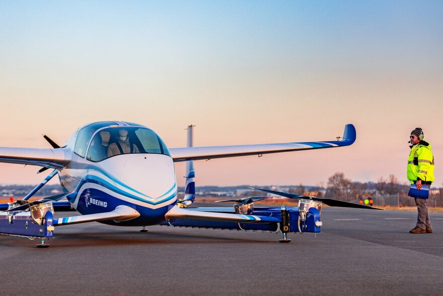 The two-seat Passenger Air Vehicle is an eVTOL (electric vertical takeoff and landing) aircraft or air taxi.