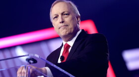 Republican U.S. Congressman Andy Biggs speaking with attendees at the 2025 AmericaFest at the Phoenix Convention Center in Phoenix on Dec. 21, 2025.