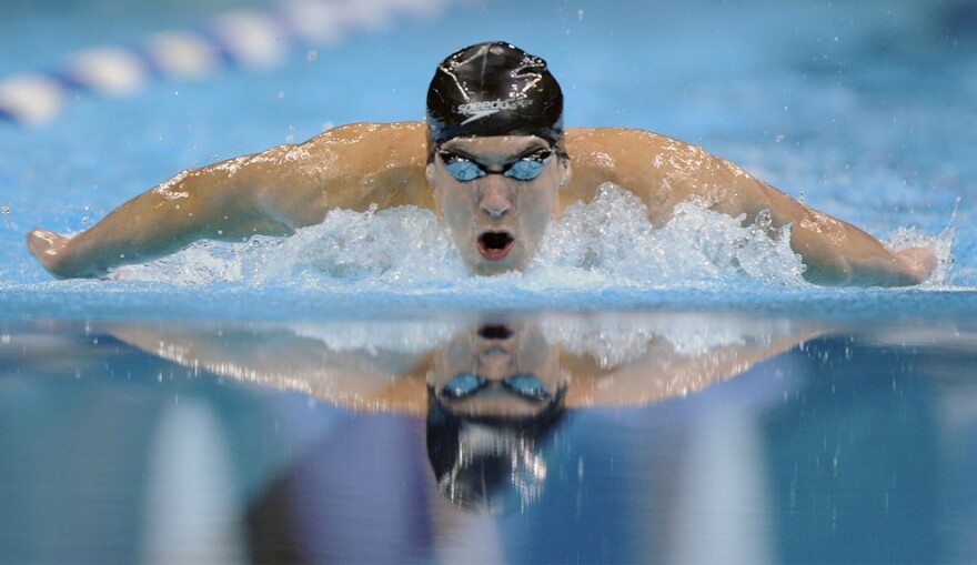 Olympic champion Michael Phelps at the U.S. Olympic Swim Trials in Omaha in 2008.