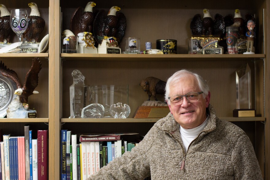 Ed Clark, photographed in his office at the Wildlife Center of Virginia, announced his retirement this month.