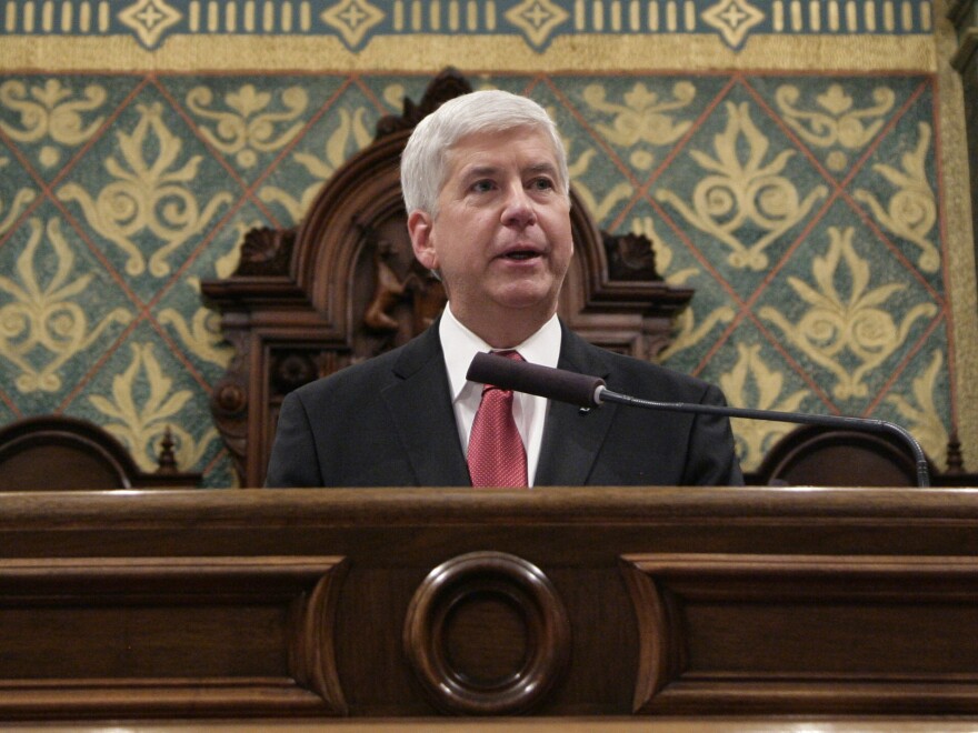 Gov. Rick Snyder, R-Mich., delivers his State of the State address last month, in which he apologized for the state's response to the Flint water crisis.