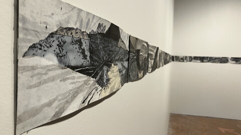 A series of small landscape drawings side-by-side.